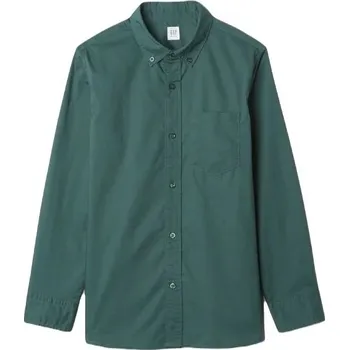 Oblečení a móda Chlapecká košile GAP FA24 LS POPLIN XXL Tmavě zelená