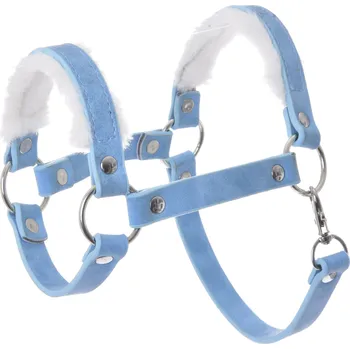 Hobby horsing Ohlávka s beránkem z koženky Pastell Blue Velikost: S