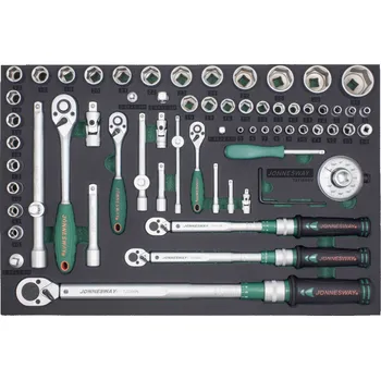 Gola sada Modul - gola sada 1/4", 3/8" a 1/2", momentové klíče 2-200 Nm, 66 ks - JONNESWAY T27166SV