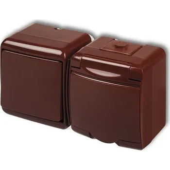 Elektrická zásuvka Zásuvka s vypínačem č.1, IP54, hnědá, Karlik