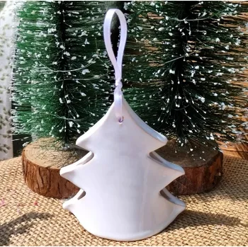 Vánoční dekorace Keramický stromeček - zvoneček - bílý