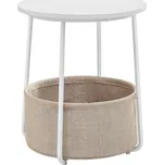Vasagle Odkládací stolek s látkovým košem, bílo-béžový LET223W10