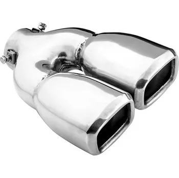 Koncovka výfuku ASSO koncovka výfuku nerezová dvojitá obdélníková, vnější průměr 2 × 76 mm, délka 230 mm