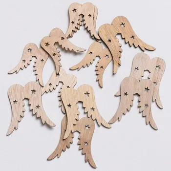 Dekorace, dřevěná, KŘÍDLA PŘÍRODNÍ, 4,5x3,5 cm, 12ks/bal.