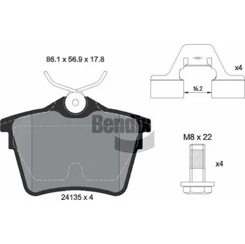 Brzdová destička Sada brzdových destiček, kotoučová brzda BENDIX Braking BPD1152
