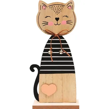 Kočka dřevěná na postavení 10 x 25 x 5 cm 7377