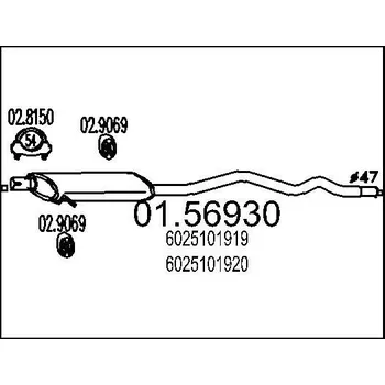 Tlumič výfuku Střední tlumič výfuku MTS 01.56930