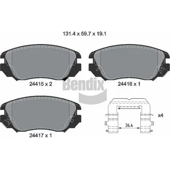 Brzdová destička Sada brzdových destiček, kotoučová brzda BENDIX Braking BPD1179