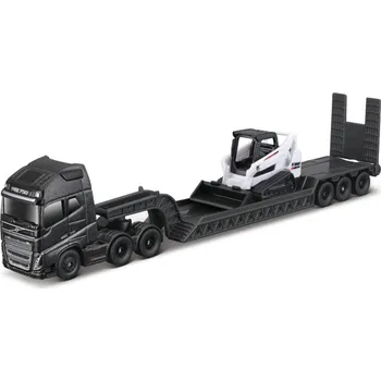 Plastikový model Maisto Sestavený kovový model Mini pracovní stroje - Sada velkého tahače Volvo FH16, Bobcat T590
