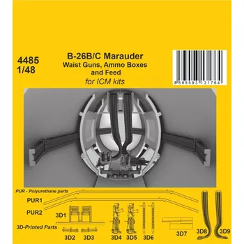 Plastikový model CMK 1/48 B-26B/C Marauder Waist Gun, Ammo Boxes & Feed