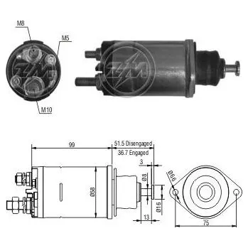 Startér Spínač startéru 10479604 Delco 10457601