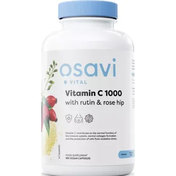 Osavi Vitamin C with Rutin a Rose Hip, 1000 mg Vitamín C s Rutinem a Šípkem, 180 vegan kapslí Doplněk stravy