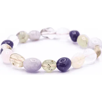 Náramek Milujeme Kameny Ametyst + růženín + citrín + křišťál + prehnit - náramek váleček NV8 2161