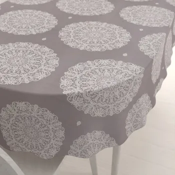 ubrus Bavlněný oválný ubrus Sandra SA-547 Krémové mandaly na béžovošedém 60x100 cm