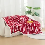 Vánoční mikroplyšová beránková deka CHRISTMAS TREES červená Rozměr: 200 x 220 cm