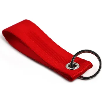 Přívěsek na klíče s popruhem bezpečnostního pásu - červená