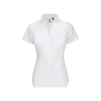 Dámská košile Košile dámská B&C Elastane s krátkým rukávem - bílá, XL