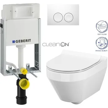GEBERIT KOMBIFIXBasic vč. bílého tlačítka DELTA 21 + WC CERSANIT CLEANON CREA OVÁL + SEDÁTKO 110.100.00.1 21BI CR1