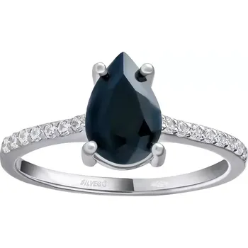 Prsten Stříbrný prsten Steffi s pravým safírem a Brilliance Zirconia