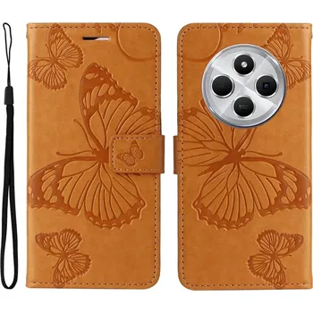 Pouzdro na mobilní telefon Big Butterfly knížkové pouzdro na Xiaomi Redmi 14C/Poco C75 - žluté