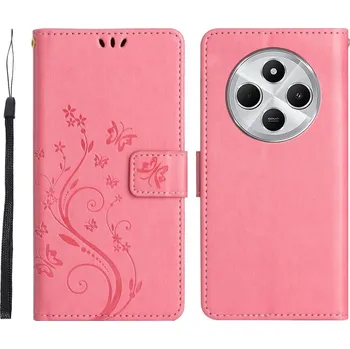 Pouzdro na mobilní telefon Flowers knížkové pouzdro na Xiaomi Redmi 14C/Poco C75 - růžové