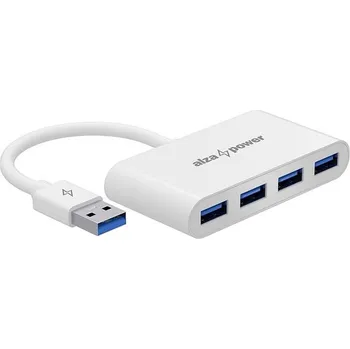 USB hub AlzaPower USB hub USB-A (M) na 4× USB-A 3.0 (F) bílý