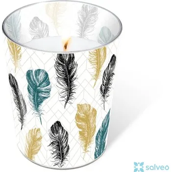 Svíčka ve skle Coloured feather 8,5 x 10 cm
