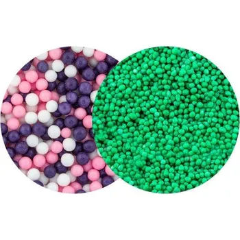 Jedlá dekorace na dort SweetArt cukrové perly Princess mix 5 mm a máček vánoční zelený (120 g)