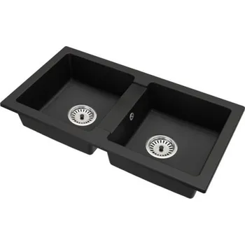 Granitový dřez Dvoukomorový granitový dřez BORYS ČERNÁ 43,6 x 82 x 16,1cm