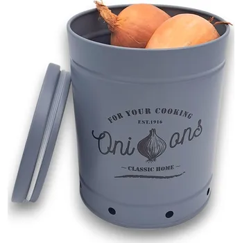 Dóza na potraviny Zeller Present Plechová dóza na cibuli, s větráním, pastel modrá, RETRO