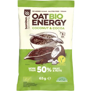 Dětská kaše Bombus Oat Bio Energy ovesná kaše- kakao a kokos, 65 g