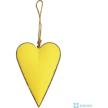 Srdce žluté kovové závěs 10,5 x&nbsp;2 x 14,5 cm