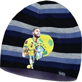 Čepice Numberoplus Dětská fotbalová pletená čepice - Brazílie Neymar JR10 Barva: Šedá