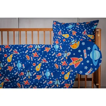 Povlečení JAN peří Luxusní dětské povlečení do postýlky - renforce - vesmír tmavě modrá - Luxusní dětské povlečení do postýlky - renforce - vesmír tmavě modrá 60x45/135x90