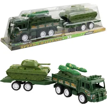 autodráha Auto army set s přívěsem a tankem vojenská technika plast blistr