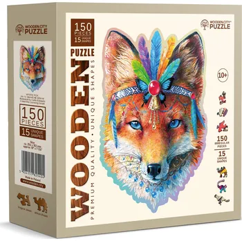 puzzle pro nejmenší WOODEN CITY Dřevěné puzzle Mystická liška 150 dílků