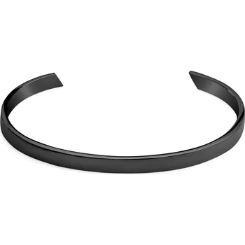 Náramek 5mm leštěný černý nastavitelný manžetový náramek z nerezové oceli - Lucleon