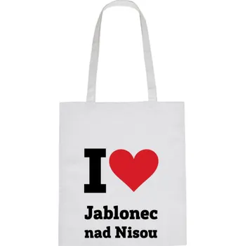 Nákupní taška Plátěná taška - I love Jablonec nad Nisou Růžová
