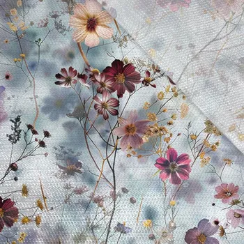 Viskózové plátno s leskem květiny světlé 32