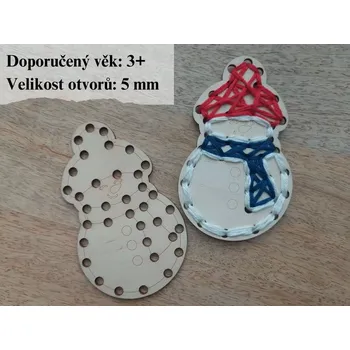 Dřevěný sněhulák na vyšití - 11 x 6 cm