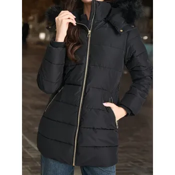 Dámský kabát Sinsay - Prošívaná bunda s kapucí - černá - 545BA-99X - 545BA-99X-XS-1