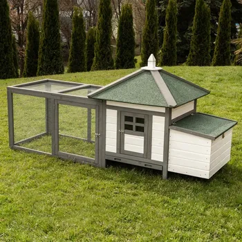 Kurník, kachník, králíkárna s výběhem z masivní borovice s výběhem, 4 - 5 slepic. SAMOS II. šedý, 206x75x125cm.