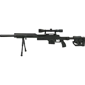 Airsoftová zbraň VÝPRODEJ - Odstřelovací puška MB4410D - černá, optika, dvojnožka, Well