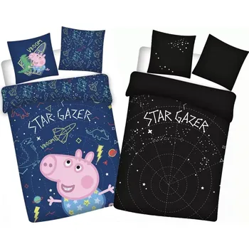 Povlečení SVÍTÍCÍ dětské povlečení PEPPA STARS 100% BAVLNA