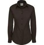 Košile dámská B&C Elastane s dlouhým rukávem - hnědá, M