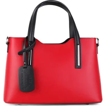 Kabelka ITALSKÉ Italské luxusní kožené kabelky do ruky Carina červená s černou