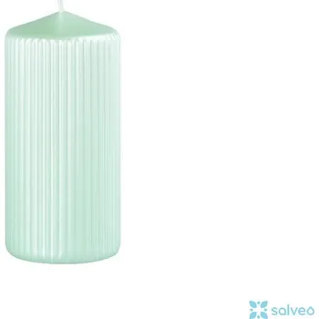 Svíčka Svíčka válec rýhovaná metal mátová 6,5 x 14 cm