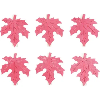 Vánoční dekorace Kolíček listy červené 6ks