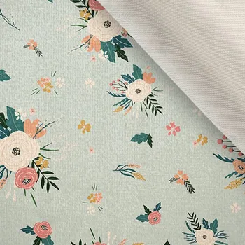 Látka samet/velvet Doris květiny z mentolu