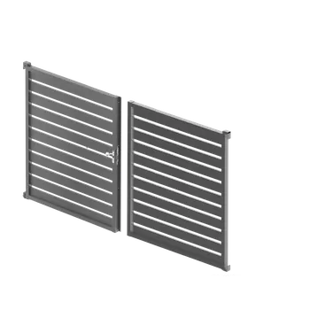 brána Hliníková dvoukřídlá brána 3,92x1,85m s výplní 20x100 R7016 - set